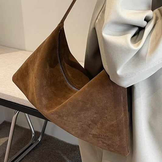 Veloura™ – Minimalist Triangle Bag with Suede Finish